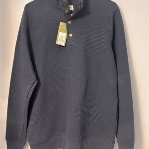 Good Fellow Men’s Navy Textured Snap-Front Crewneck Sz M.  NWT
